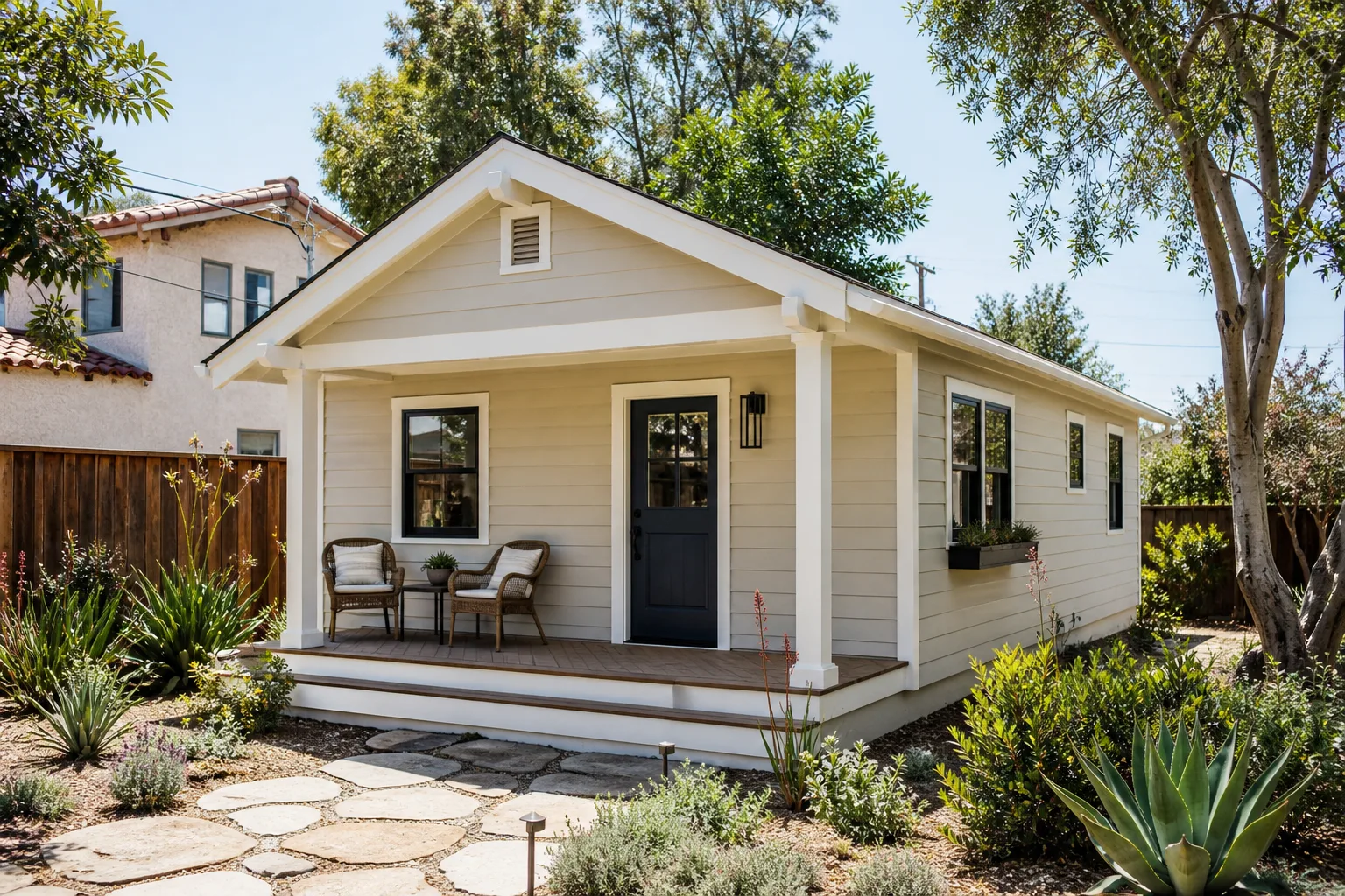 A new cottage-style ADU with a front porch